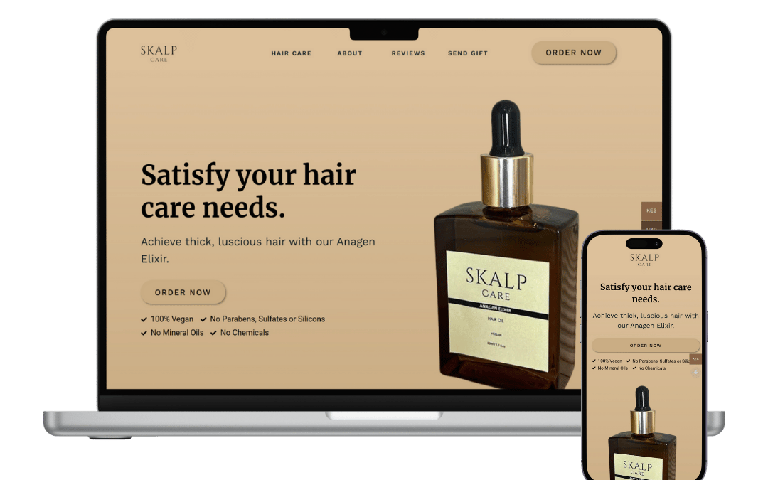 Mockup of the skalp care website.